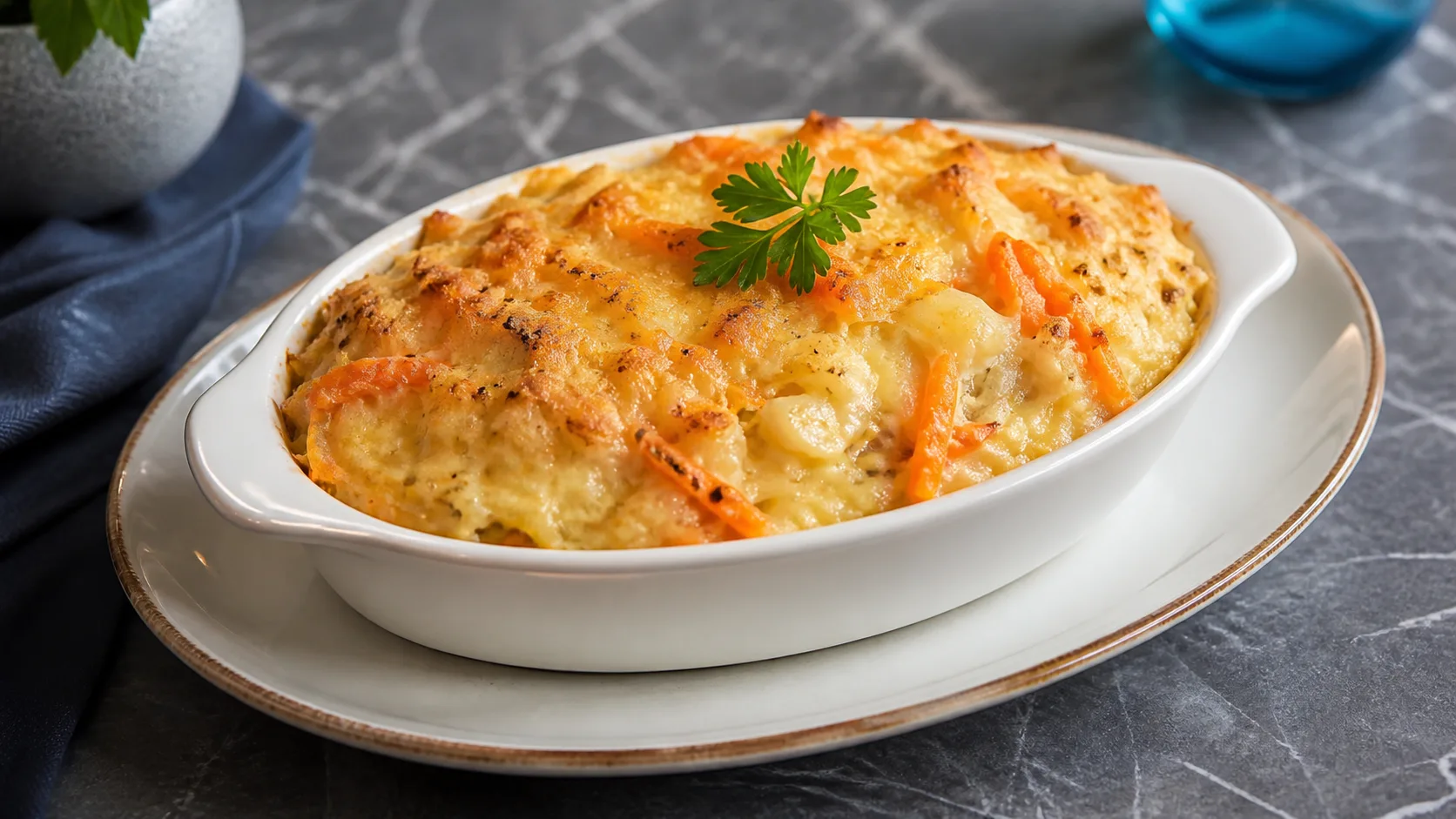 Bacalhau Espiritual servido pronto em apresentação gastronômica profissional.